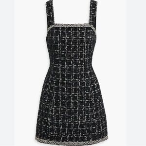 ALICE AND OLIVIA Liran Embellished Tweed Midi Dress